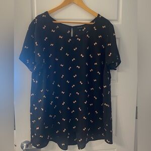 Torrid Black Top with Pink Bow Pattern